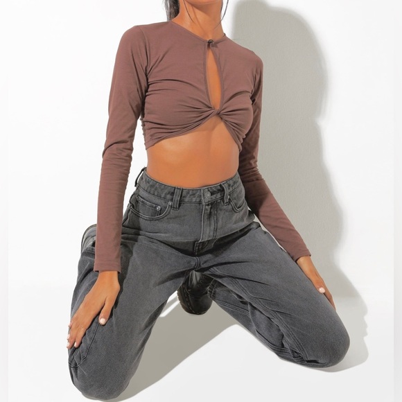 Free people beach long sleeve stretchy dusty nude open front crop top small new - Picture 7 of 7